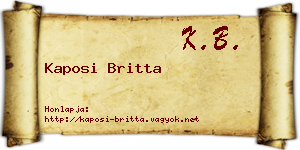 Kaposi Britta névjegykártya